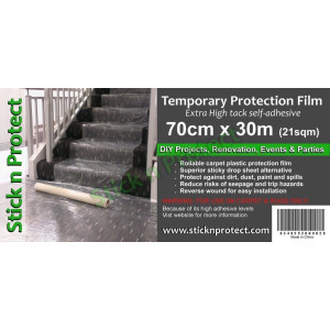 Carpet Plastic Protection Film (self-adhesive sticky back) 700mm x 30M (21 sqm)